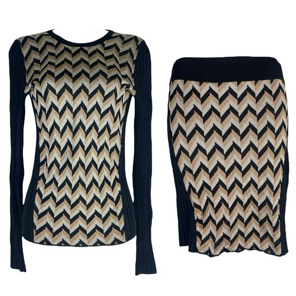 Rag & Bone Elaine Zig Zag Sweater Skirt Matching Set Size XS - Picture 2 of 11